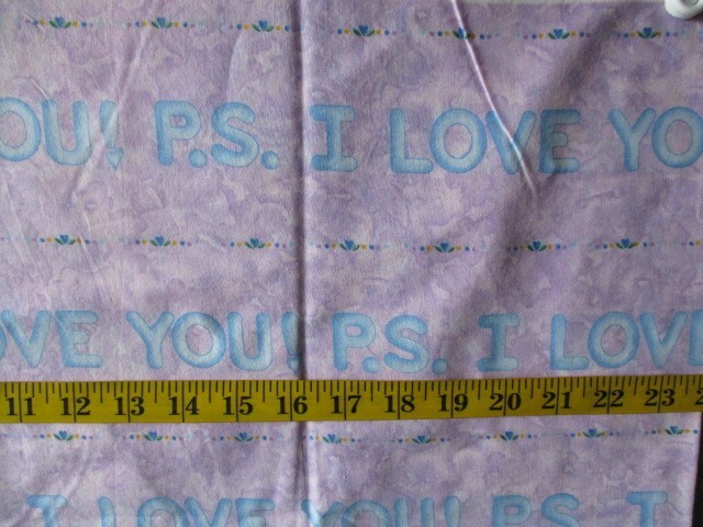 VTG Henry Glass Peter Pan Fabrics P.S. I Love You Cotton Fabric 1 yd +8″ x 42″