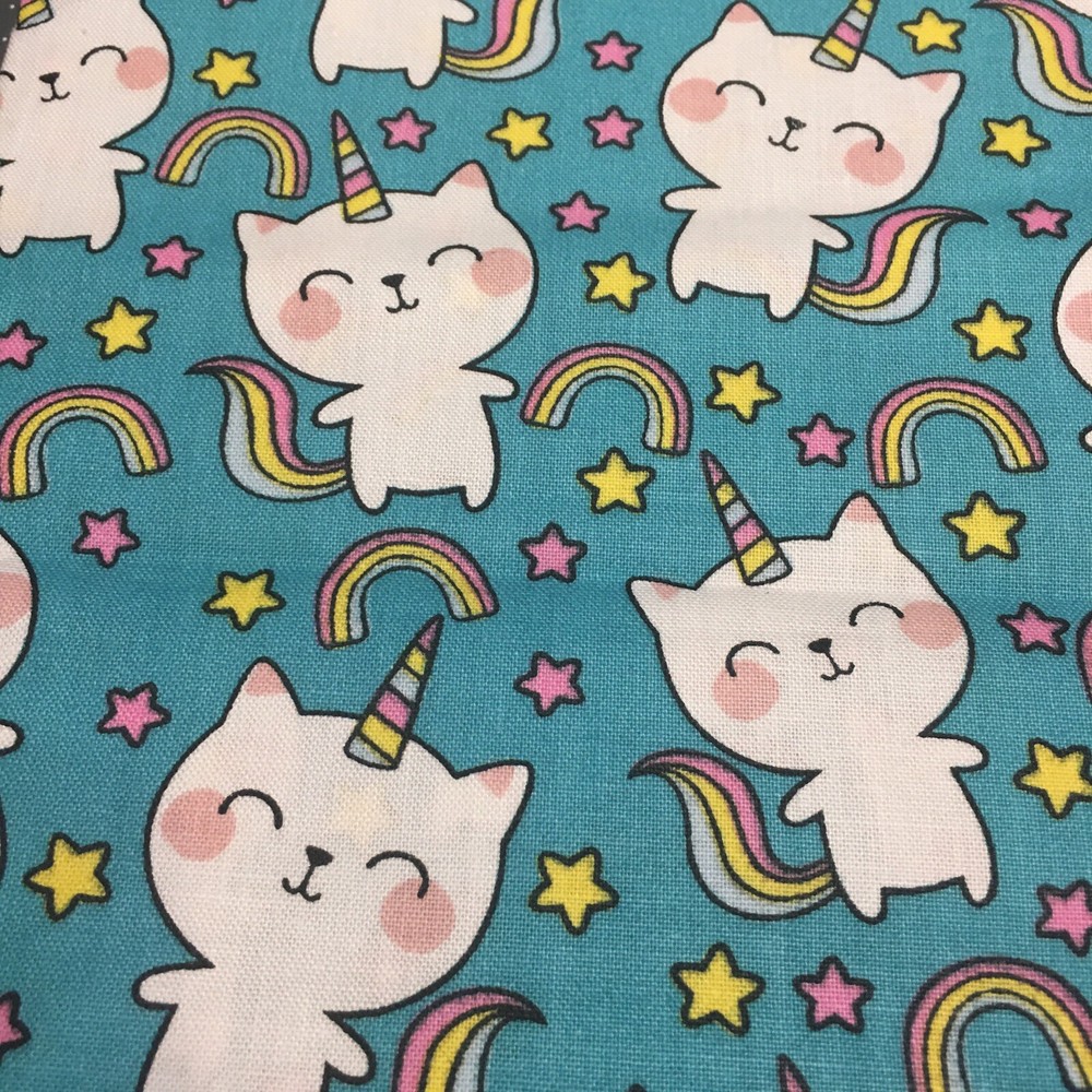 Novelty Prints Cotton Fabric – Cat Unicorn – 1/2 Yard (18”x44”)
