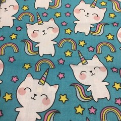 Novelty Prints Cotton Fabric – Cat Unicorn – 1/2 Yard (18”x44”)