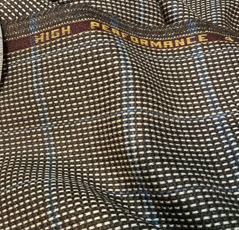 Ermenegildo Zegna High Performance 4 Ply Wool Fabric Brown Check 2.0m / 2.2yd