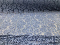 Embroidered Stretch Lace Apparel Fabric Sheer Floral Slate Blue XX510