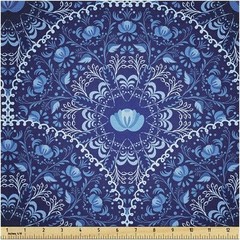 Dark Blue Waterproof Floral Fabric 108×58 inches