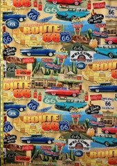 Route 66 with Cars Timeless Treasures Fabric Vintage Cars Travel Gas Cacti