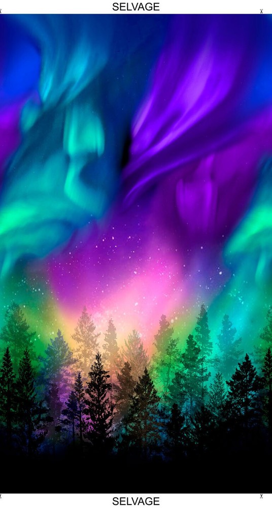 Trees Aurora Borealis Fabric Cotton Timeless Treasures C8456 23.5″X44″ Panel