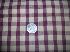 Vintage Homespun Burgundy Red Beige Plaid Cotton Craft Fabric 2 yards