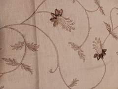 Randolph Alexander Linen Blend Floral Embroidered Fabric Samples Tan Blue Brown