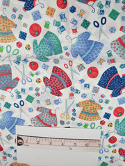 Fabric Mothers and Daughters Sewing Themed 11 1/2″ x 45″ 100% Cotton