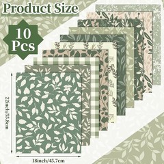 High-Quality Sage Green Fat Quarters – 18×22 Inches, Perfect for DIY Crafts
