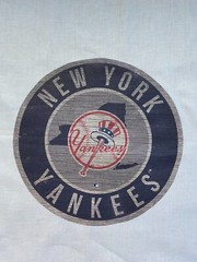 2 NEW YORK YANKEES Grey Weather BASEBALL LOGO 18X18 SEWING BLOCK QUILTING SQUARE