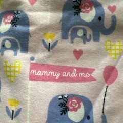 1 3/8 Yards Pink Elephants Flannel Fabric Mommy And Me Pink Lavender Hearts