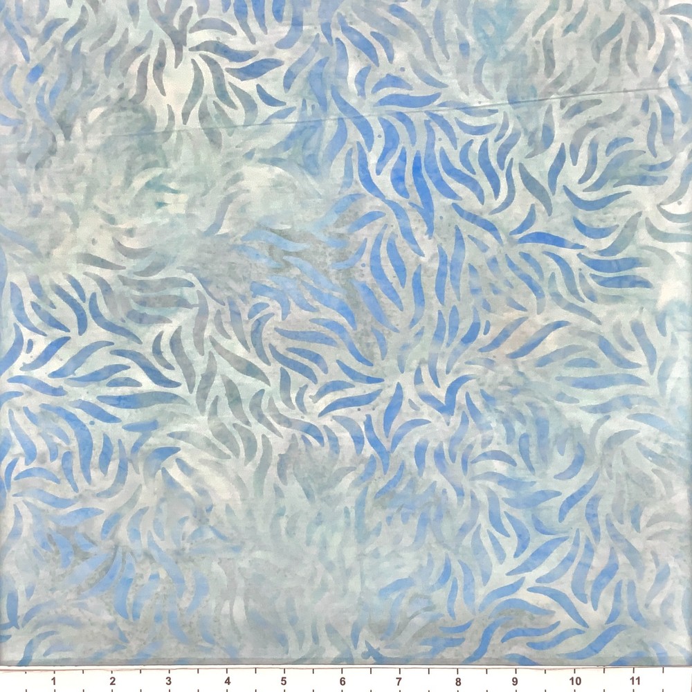 1 Yard Cut of Lunn Fabric Tossed Flames Batik 100% Cotton 3234 Spa Blue Grey