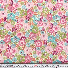 Originelle Fabrics Florals on White POLY RAYON Fabric by the HALF YARD 18″ x 45″