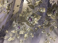Rhinestone Floral Embroidery French Lace Fabric 50” Width Sold By The Yard