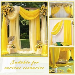 Yellow Chiffon Sheer Wedding Arch Draping Fabric Curtains 28 In x 20ft 2 Panel