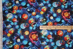 Outer Space Planets Solar System Earth Mars Saturn Cotton Fabric 1/2 Yard #C8233