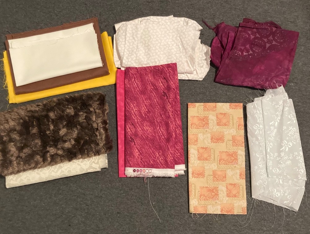 Fabric Pieces Remnants Sewing Crafting Various Types Textures Colors Lace READ