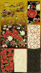 Timeless Treasures Lotus Garden Cream and Gold Flower Cotton Fabric by the Yard