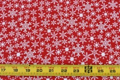 By 1/2 Yd, White Snowflakes on Red Quilt Cotton, Jo-Ann, P5487