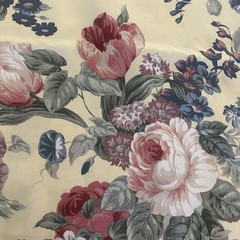 Richloom Floral Screen Print Fabric 108 X 55 Inches 3 Yard Yellow Upholstery VTG