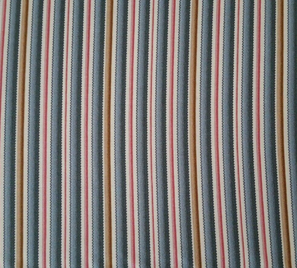 Juliet’s Song BTY Anna Fishkin Red Rooster Blue Pink Brown Cream Stripe