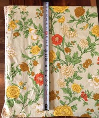 Vintage COHAMA Vat Screen Print Fabric Remnant 44”L x 20”W Felicia Floral Green
