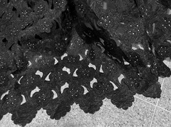 2 Yard BLACK Cutout Embroidery Rhinestones Organza Lace Fabric 50” Width