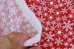 By 1/2 Yd, White Snowflakes on Red Quilt Cotton, Jo-Ann, P5487