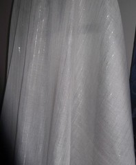 WHITE COTTON VOILE FABRIC with SILVER LUREX PINSTRIPE, 150 cm wide, AUSTRALIAN