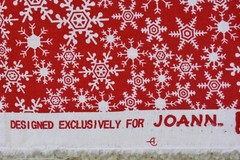 By 1/2 Yd, White Snowflakes on Red Quilt Cotton, Jo-Ann, P5487