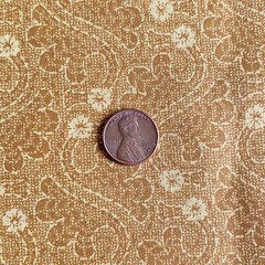 1 YD Light Brown Floral Flourish Fabric Cotton Print