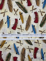 Summer Vacation Canoe Fabric Granola Girl Cotton 44″W BTY