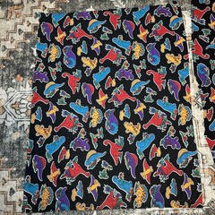 Vintage 80s Colorful Dinosaurs Print Fabric Approx. 60” x 18”