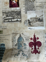 Travel Tourist Europe Rome Fabric 3 Yd LOT Cotton Robert Kaufman Heirloom Diary