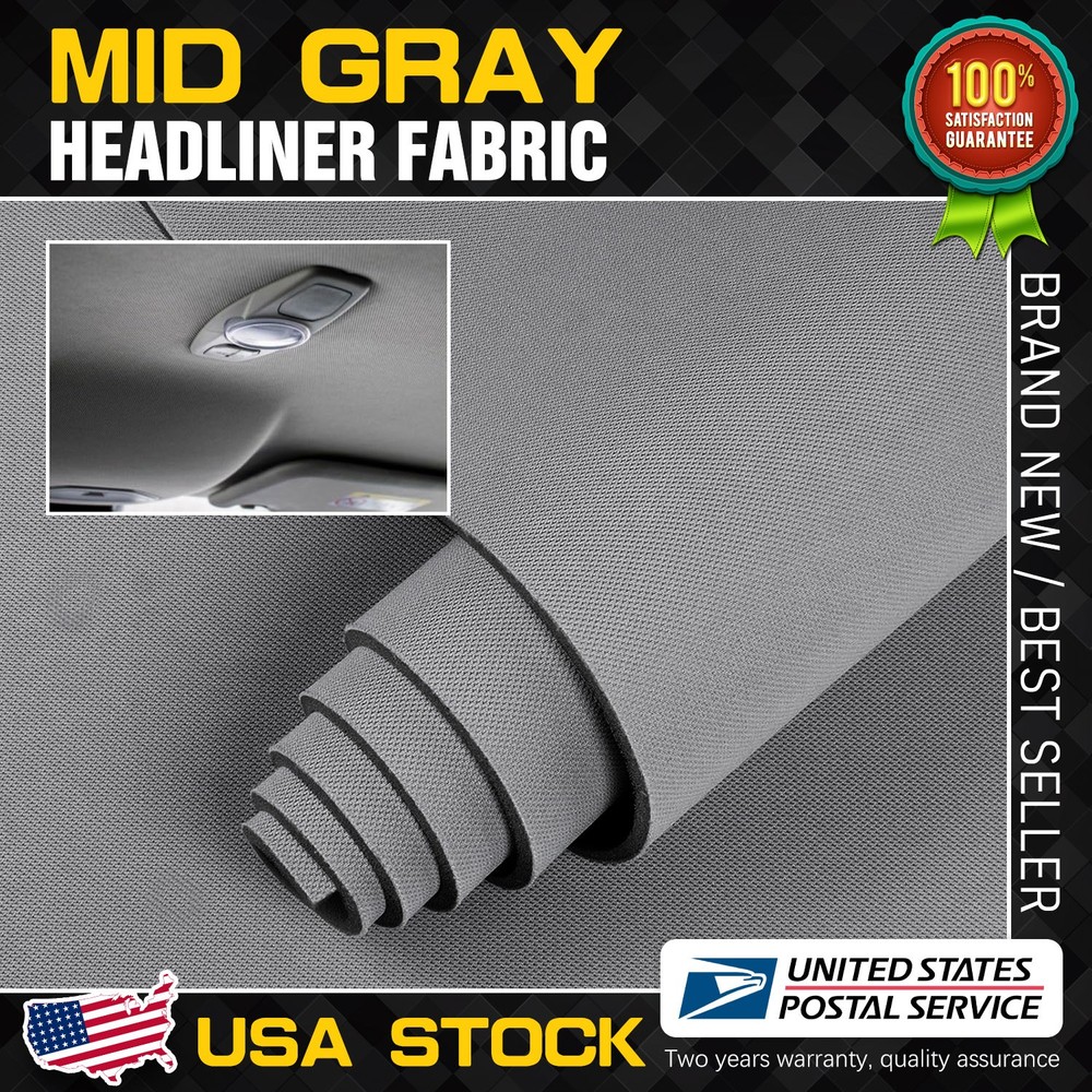 Mid-Gray Foam Backing Headliner Fabric for Car Roof Ceiling Liner Replacement