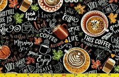 Tina Scrap Pumpkin Spice Coffee Mug Cup Latte Java FABRIC 9″x21″ COTTON