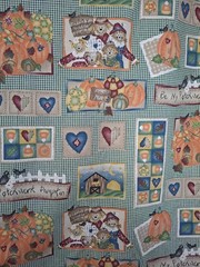 1998 *Pumpkin Pal Patch* Daisy Kingdom Patchwork Cotton Fabric BTY Scarecrows