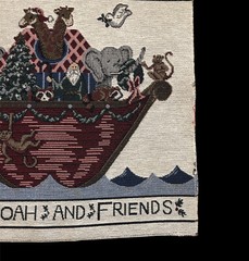 2 Noah’s Arc Woven Tapestry Fabric Squares Ready To Sew 17.5 X 18” And 9” X 9”