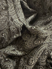 Black Paisley Floral Linen Cotton Fabric Medium Weight 56″ Wide By Yard