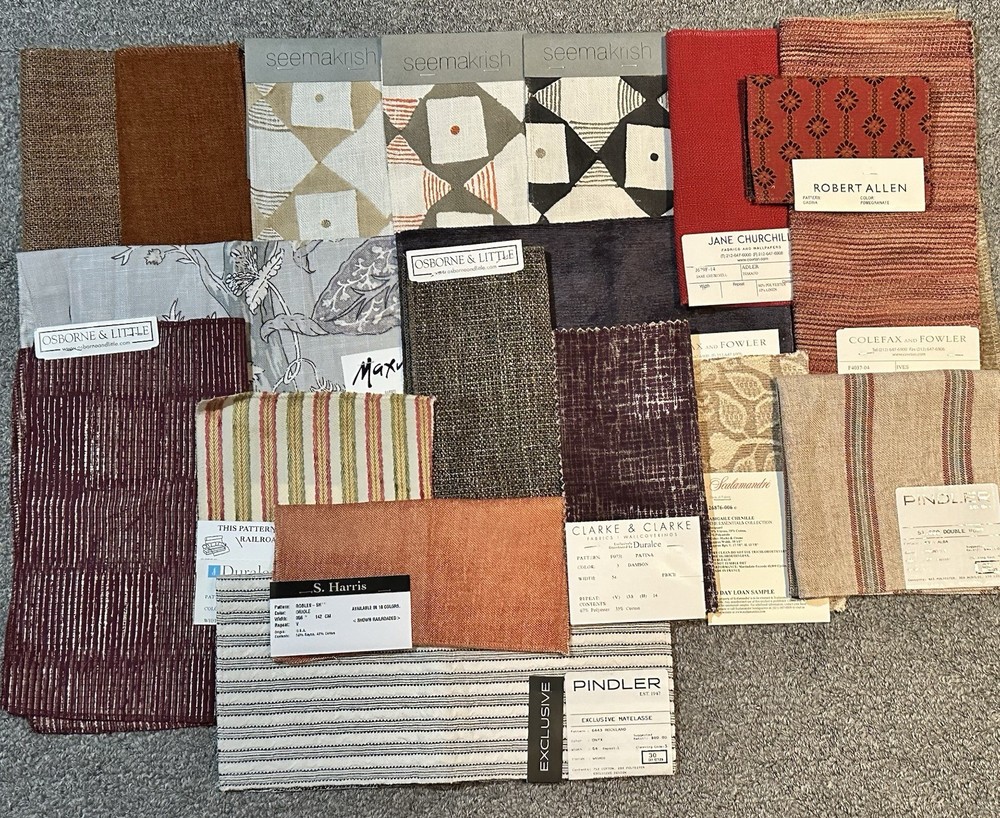Lot of 18 Mixed Designer Fabric Samples Remnants Seema Krish Pindler Crafts