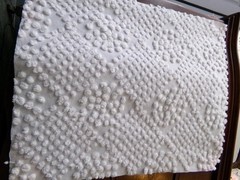 White Vtg Chenille Bedspread Fabric, geometric popcorn dots 19″ x 24″ piece