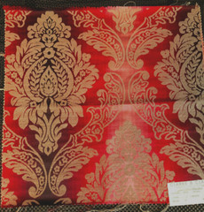 CLARKE & CLARKE Ornato Jewel + 1 Plain in Cardinal 17″ Damask Fabric Samples