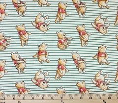 Cotton Winnie the Pooh Stripe Bear Kids Book White Fabric Print by Yard D601.31