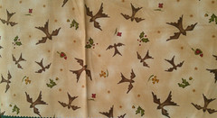 Fabric Red Rooster 2 Pc Fall Design w/Scarecrow Pumpkins & Blackbirds $3.25
