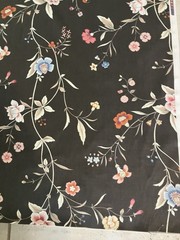 Jay Yang Pink Green Blue Floral Black Chintz Cotton Fabric 4 Yards
