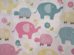 turtles elephants fun fabric pastel 20 x 20 inch new
