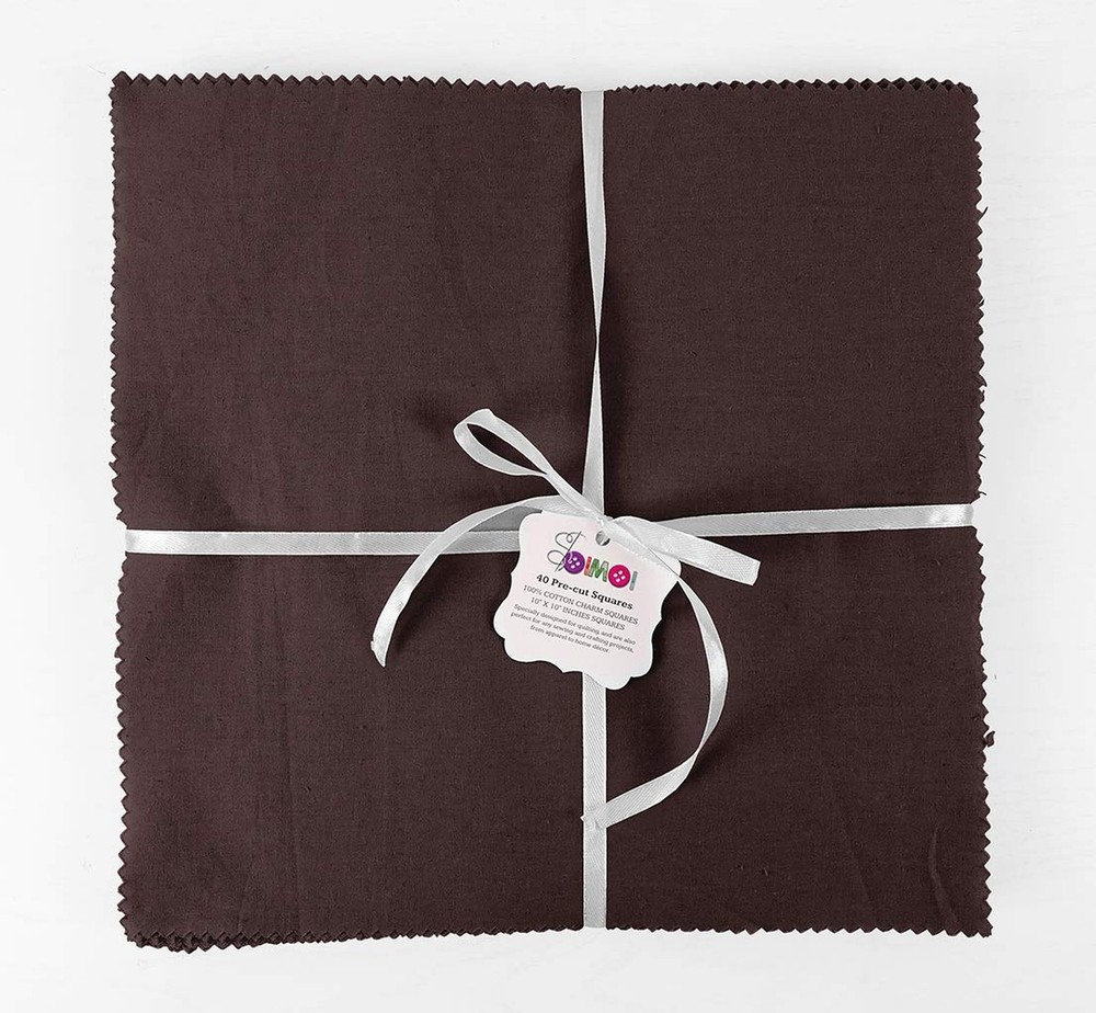 Soimoi Solid Dark Brown Precut 10 inch Cotton Fabric Quilting Squares Charm P…