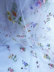 White Lace Tulle Fabric by Yard Floral Embroidery 35x51in Soft Lightweight DIY