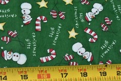 By 1/2 Yd, Red White & Gold Christmas-Theme on Green Flannel, Jo-Ann, EB47