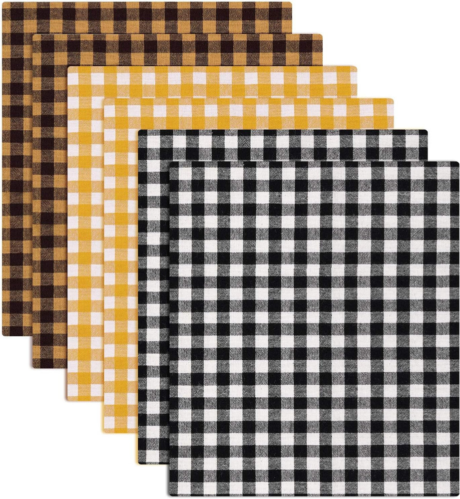 6 Pieces Thanksgiving Cotton Fabric Bundles 18 x 20 Inch Plaid Cotton Fabric Cra