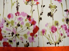 Dandelion Pink Bright Multi-Pink Green Watercolor Floral Print Bartson Fabric